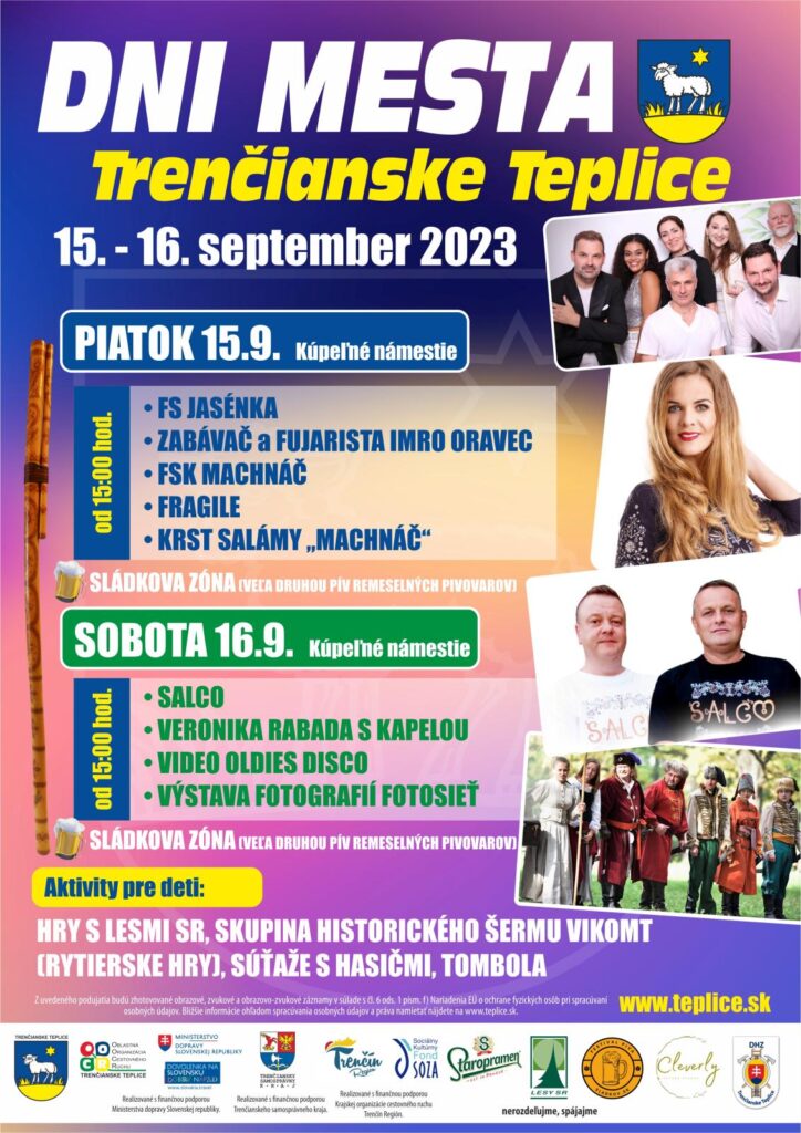 Plagát k festivalu Dni mesta v Trenčianskych Tepliciach 2023.