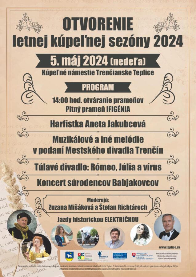 Plagát podujatia k otvoreniu Letnej kúpeľnej sezóny 2024 v kúpeľoch Trenčianskych Teplíc